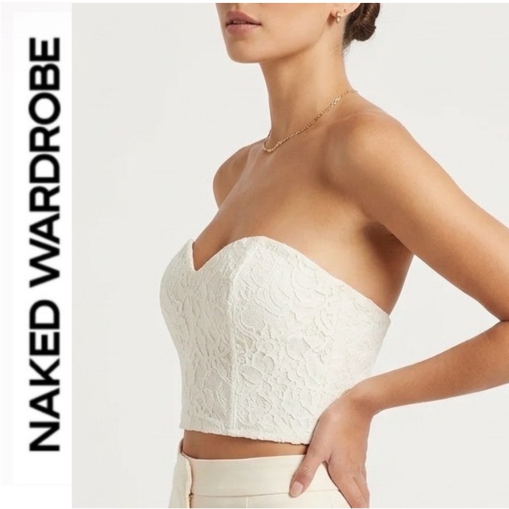 Naked Wardrobe 🤍 white lace The statement bustier ~ Small